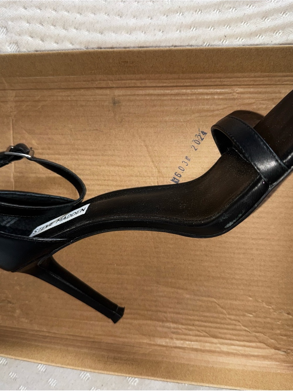 Steve Madden Black High Heel Ankle-Strap Sandal 8.5